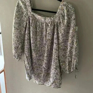 LC Lauren Conrad Floral Long Puff Sleeve